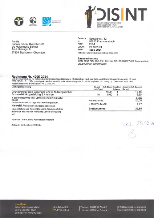 Thumbnail: 2024-10-21_Rechnung Nr. 4205-2024 Gebührenverzeichnis für hoheit