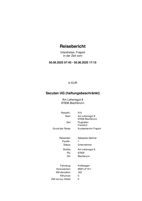 Thumbnail: Reisekostenbericht, ReiseNr. 510, Sebastian Bahner