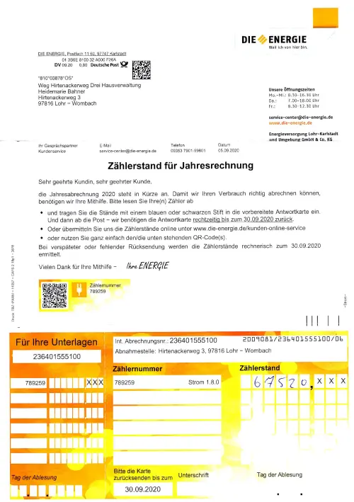 Thumbnail: Zählerstand für Jahresrechnung